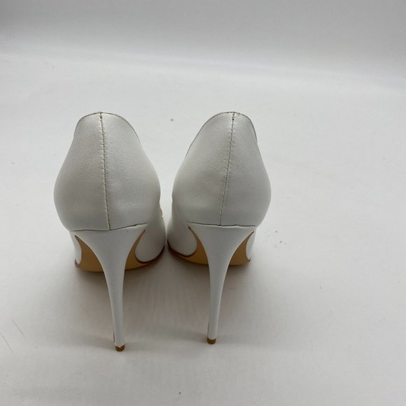 FSJ White Formal Pointed Toe High Heel Pumps Evening Dress Shoes - Picture 5 of 9